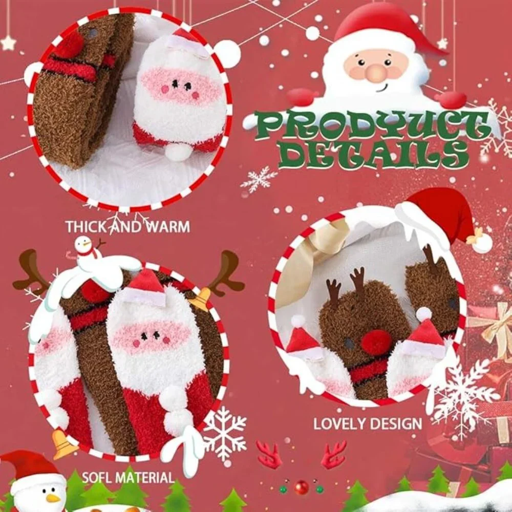 Christmas High Socks Fuzzy Over the Knee Socks 2 PEARS